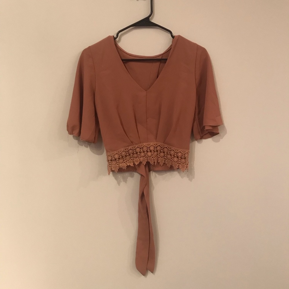 Tie brown cropped top